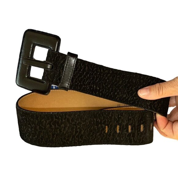 Jenny & The Boys Statement Belt Size Medium Black Leather Buckle Adjustable main image 4